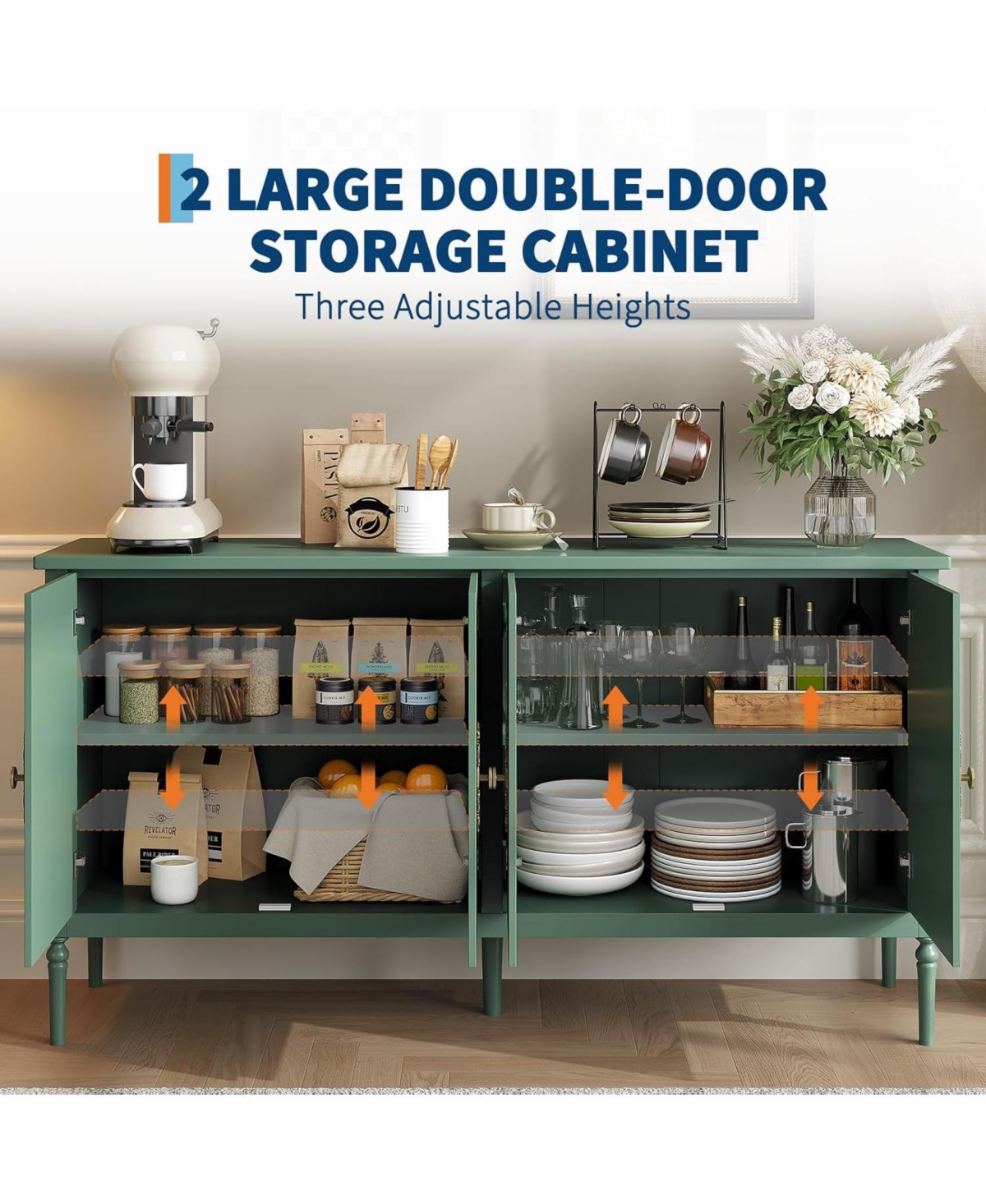 gaomon 59" Wide Wood with Storage for Kitchen, Dining Room, Living Room or Entryway Buffet Cabinet