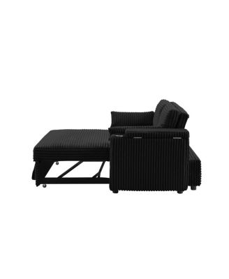 67" Pull-Out Sleeper Sofa Bed with USB Port & Cup Holders, Convertible Loveseat with Adjustable Backrest for Small Spaces-Maison Boucle