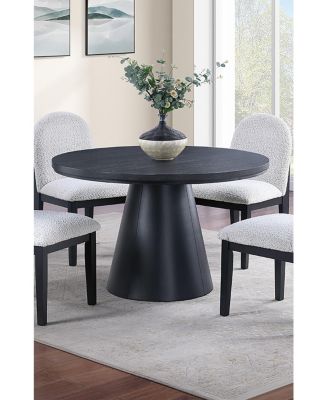 1pc Round Table Unique Cone-Shaped Base Black Color Wooden Casual Modern Dining Room Table Only