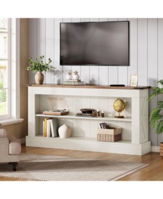 63-Inch Long Console Table for Entryway, Narrow Farmhouse Sofa Table with Shelves