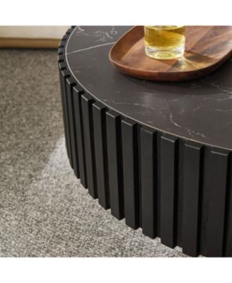 Streamdale 35" Nesting Round Stone Coffee Table - Black