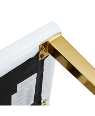 White PU Leather Chairs, Gold Legs (Set of 2)