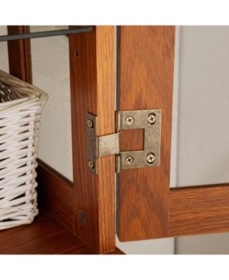 Vintage Curio Cabinet - Glass Doors, Adjustable Shelves, Dark Oak