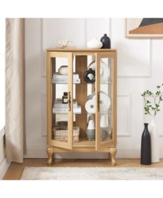 Light Oak Curio Cabinet with LED & Adjustable Shelves
