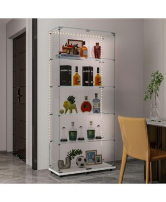 Streamdale Bluetooth LED Lighted Tempered Glass Display Cabinet - White