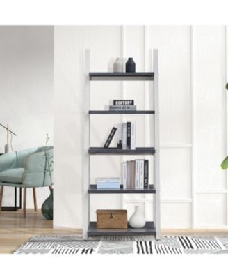 Streamdale 5-Tier Ladder Bookcase with Rubberwood Frame