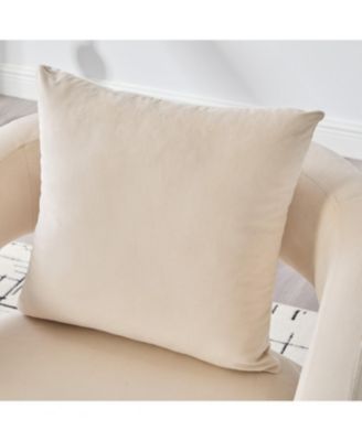 Streamdale Velvet Open Back Accent Chair with Metal Legs, Beige