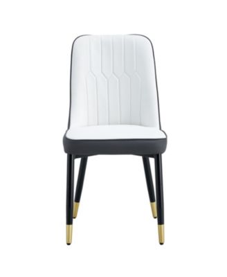 Streamdale Modern Dual Tone PU Leather Dining Chair, Black Legs, Set of 4