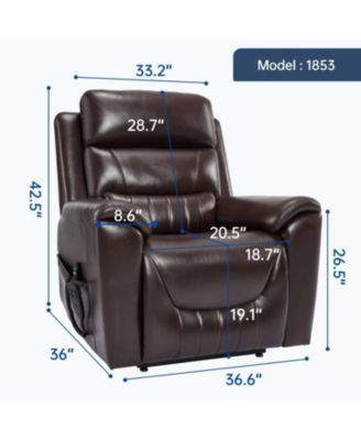 Streamdale Power Lift Recliner w/ Massage & Heat, 350 LBS, Brown