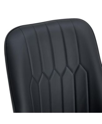 PU Leather Dining Chairs, Black Metal Legs, Set of 4 (Black/PU)