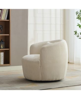  34" Wide Corduroy Swivel Barrel Chair with Pillow