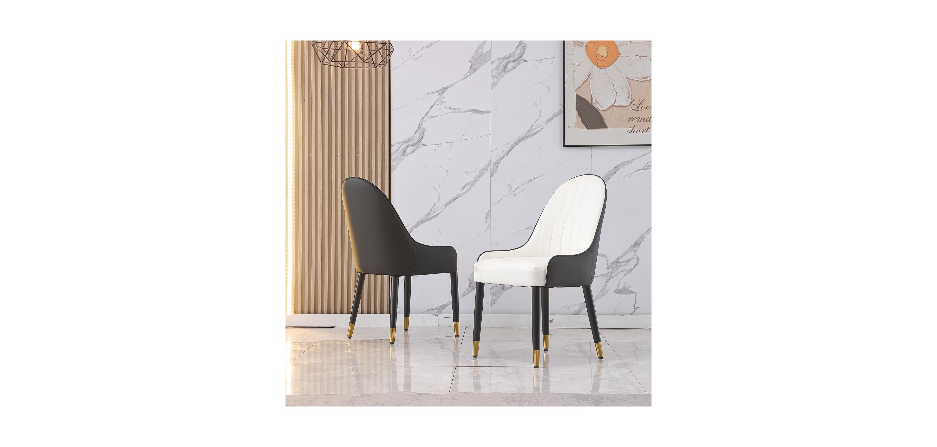 Streamdale Furniture Black Leather Desk Chair with Metal Legs (Set of 2