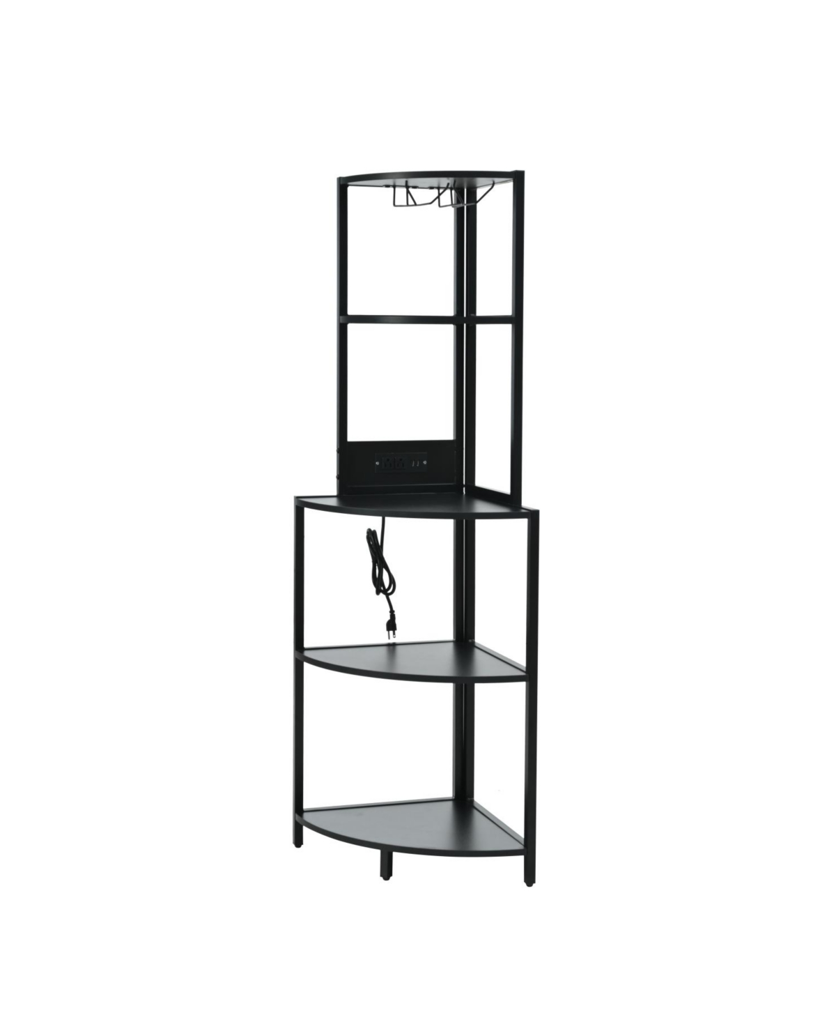 Streamdale Furniture 5-Tier Corner Shelf with Led Light & Usb, Glass Holder, Tall Corner Bookshelf