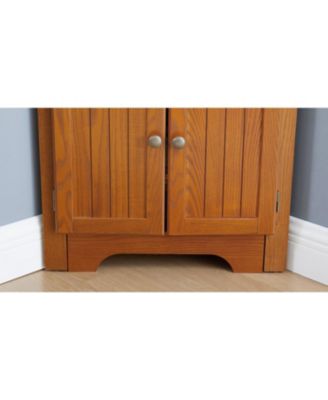  4-Tier Corner Kitchen Pantry Cabinet with 8 Doors and Adjustable Shelves