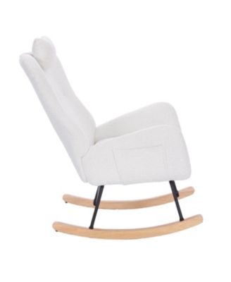 Teddy Upholstered Nursery Rocking Chair for Living Room Bedroom(WHITE Teddy)