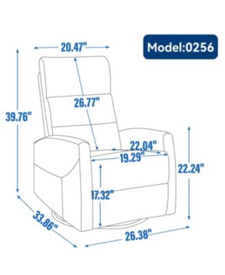 Manual Recliner Chair with Rocker and Swivel in Fabric for Living Room