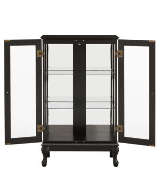  Lighted Curio Cabinet with Glass Doors & Adjustable Shelves - Black