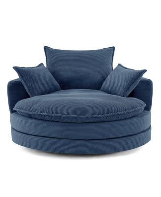 Streamdale 360 Swivel Barrel Chair with Pillows - Blue