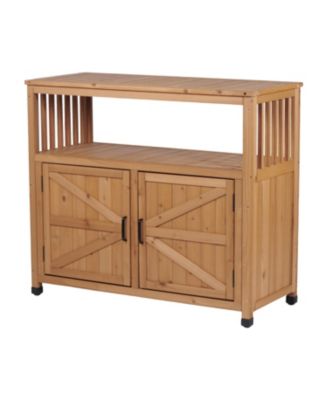 Wooden Patio Bar Table Set with Storage