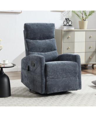 Streamdale Heat Massage Rocker Recliner Chair, Swivel Fabric, Blue