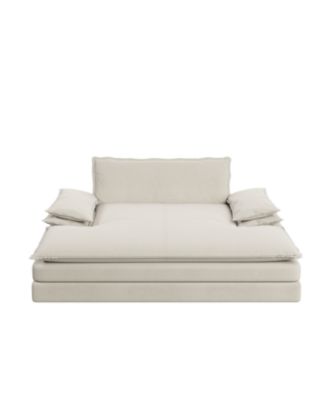 Oversized Double Chaise Lounge, Deep Seat, Chenille Sofa, Large Pillows,