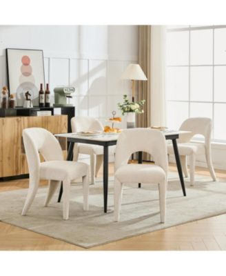 Streamdale Cream Chenille Dining Chairs, Hollow Back, Set of 2