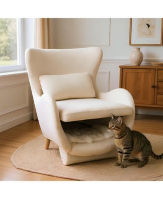 Streamdale Velvet Lounge Chair, 2-in-1 Pet Friendly Accent Chair