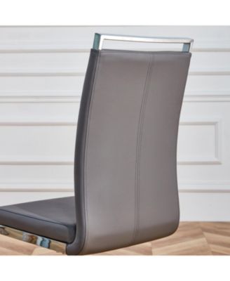 Modern Grey PU Leather Dining Chairs (Set of 2)