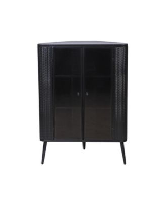3-Tier Corner Cabinet with Glass Doors