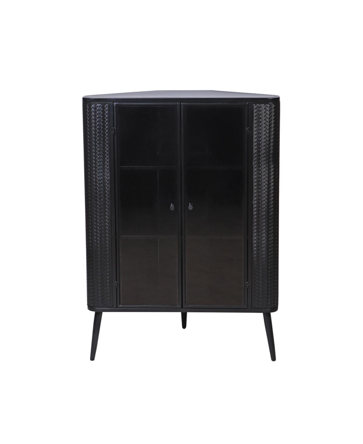 Streamdale Furniture 3-Tier Corner Cabinet with Glass Doors