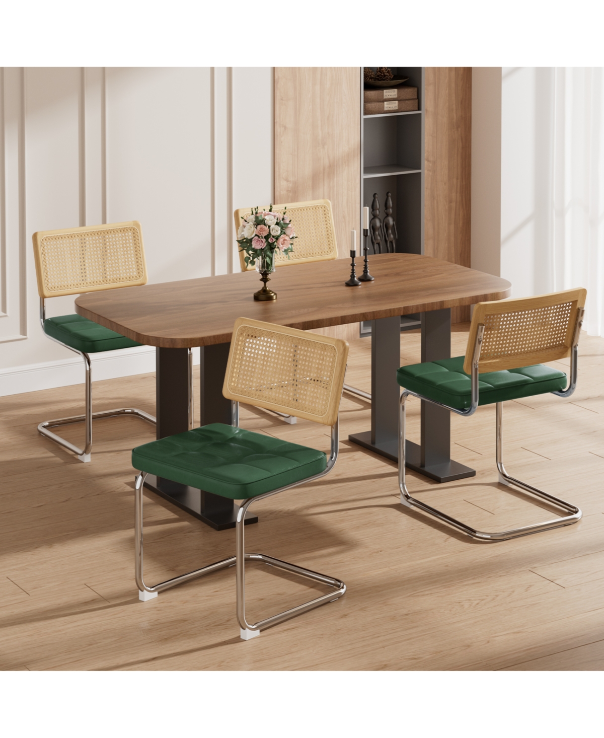 Streamdale Furniture Rattan Dining Chairs Set of 4 Faux Leather