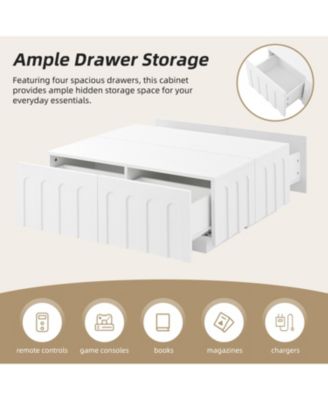 Elegant TV Stand & Coffee Table Set, Arched Media Console, White