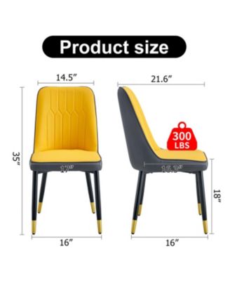 Streamdale Dual Tone PU Leather Dining Chair, Black Metal Legs, Set of 4