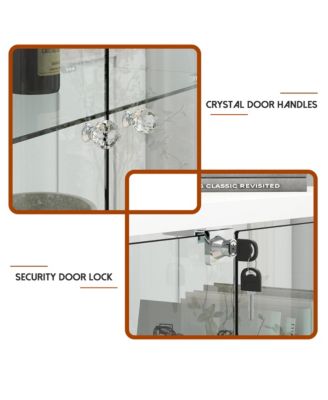 White Glass Display Cabinet w/ Drawers & LED Lights