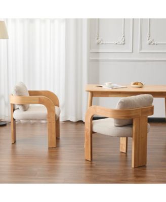 Streamdale Beige Fabric Dining Chairs with Pillow Back - 2 Pack