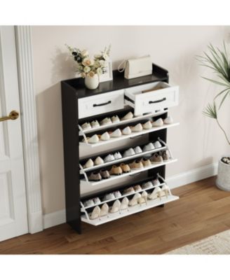 3-Door Shoe Cabinet with Drawers