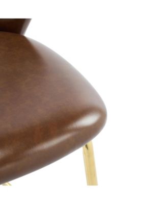 Kira Dark Brown Faux Leather Bar Stools (Set of 2)