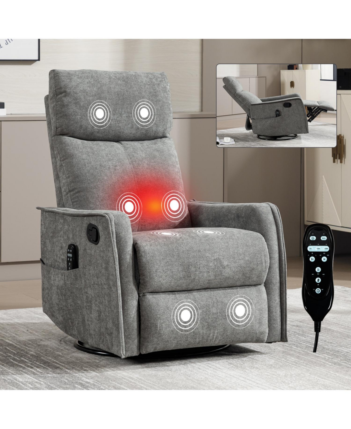 Streamdale Furniture Heat Massage Rocker Recliner Chair