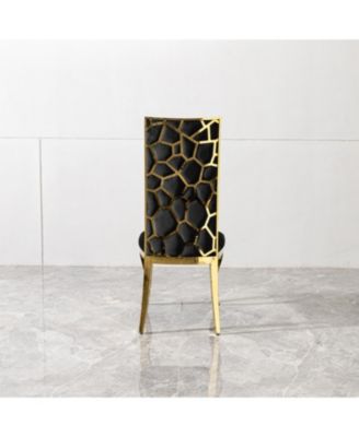  Black Velvet Dining Chair with Unique Backrest (Set of 2)