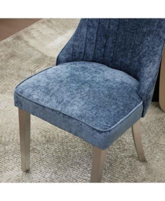 Chenille Dining Chairs Set of 2 (Blue)