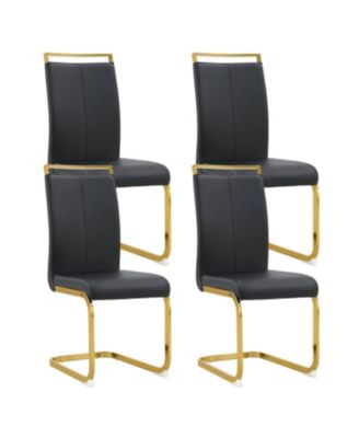 Modern Black Faux Leather Dining Chairs (Set of 4)