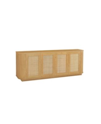 64" Wave TV Stand Rattan Door Cabinet