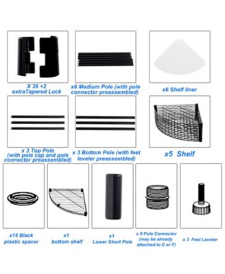 6-Tier Corner Wire Shelf Rack - Black