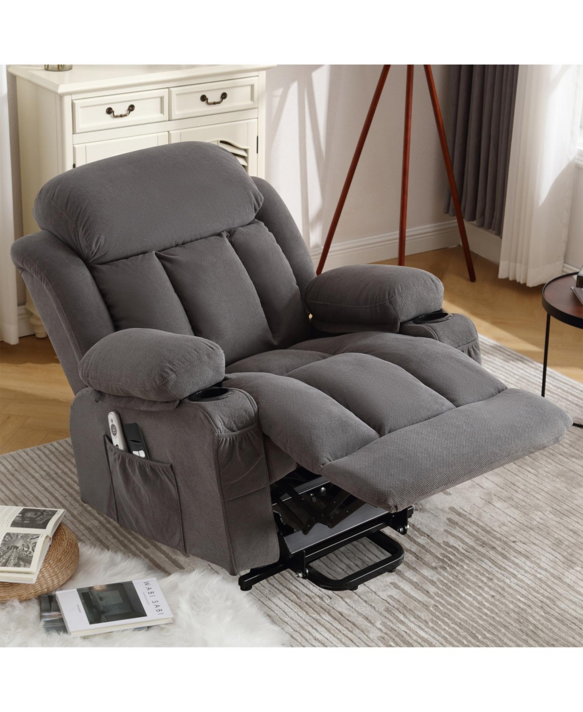 Streamdale Furniture Power Lift Recliner with Heat & Massage (Grey)