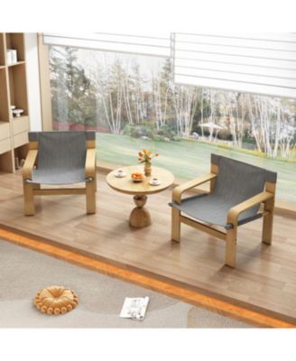 Oak Accent Lounge Chair - Dark Grey