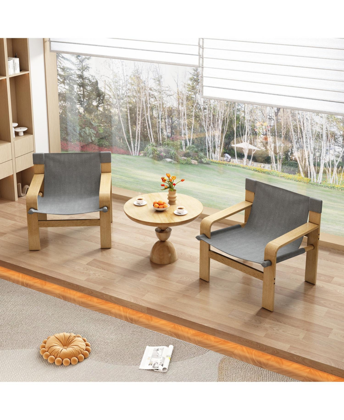 Streamdale Furniture Oak Accent Lounge Chair - Dark Grey