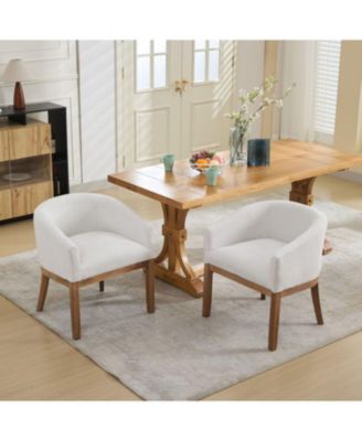  Mid Century Modern Beige Barrel Dining Chair with Arms