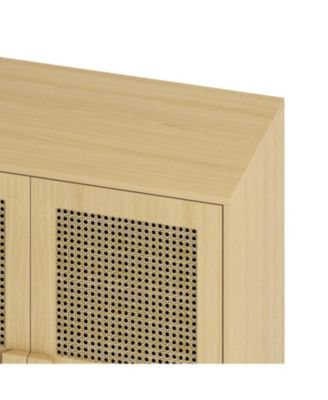  4-Door Rattan Mesh Storage Cabinet