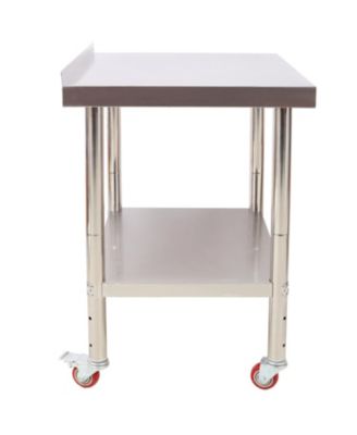 Stainless Steel Prep Table 30x24, Backsplash, Casters