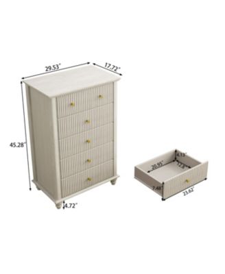Fluted 5 Drawer Dresser - Beige